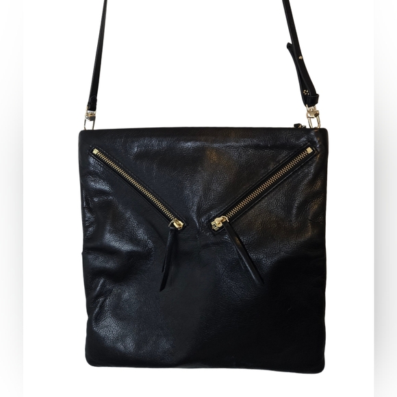 Stella & Dot Black Convertible Crossbody Bag Foldover Clutch Minimalist - Picture 6 of 13